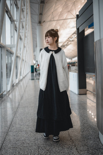 單鈕寬版針織毛衣外套｜2色入