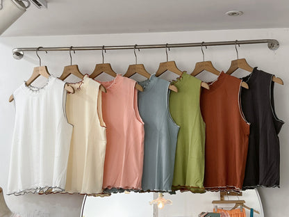 七彩🌈 百搭撞色木耳邊背心｜7色入