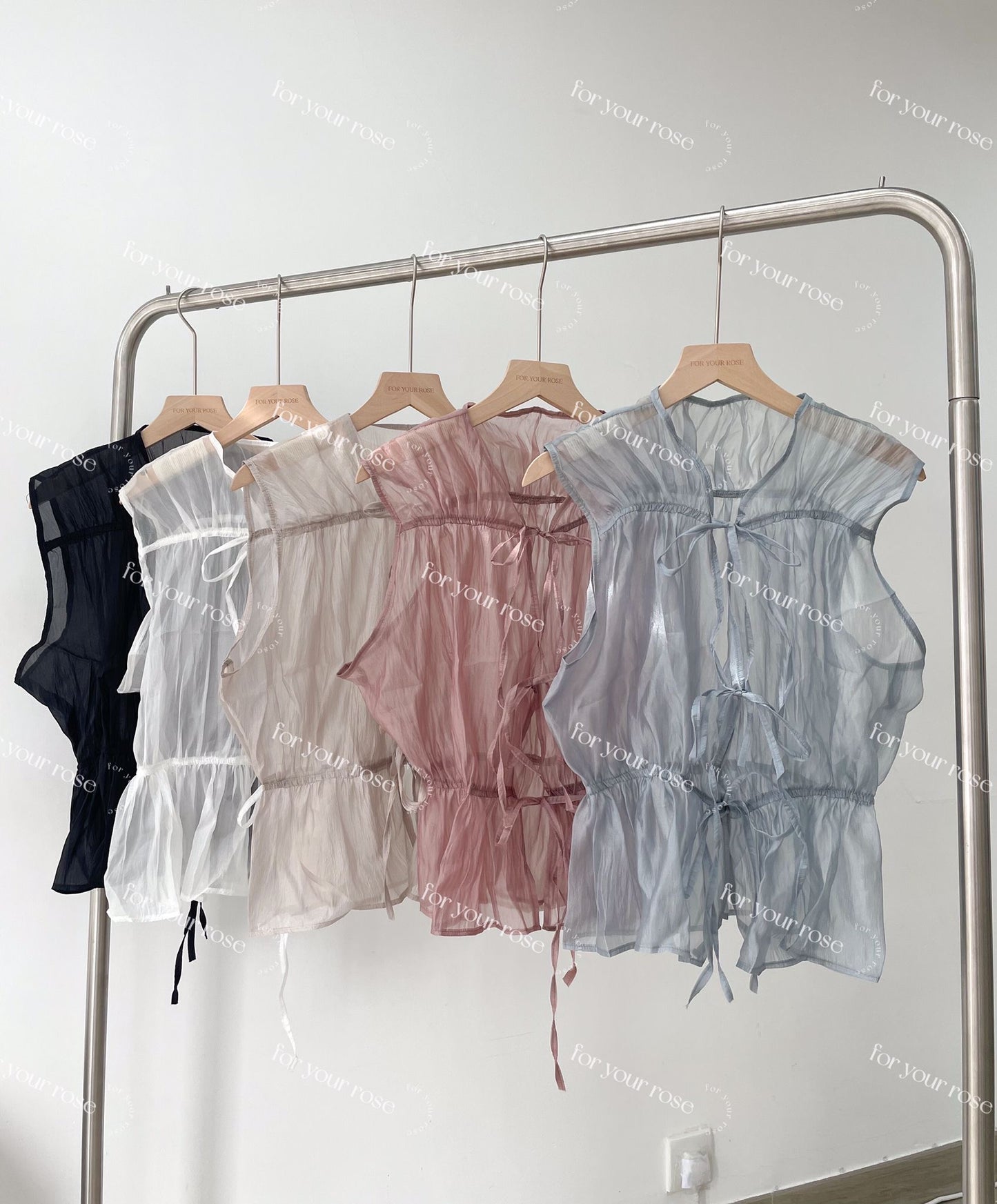 日系透明感🎐綁帶背心外搭｜5色入