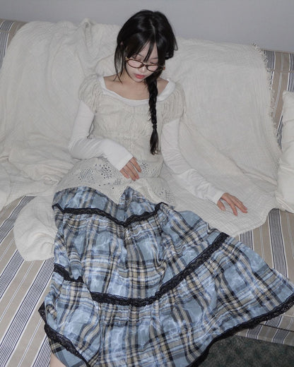 原宿復古風格子半身裙｜2 colors