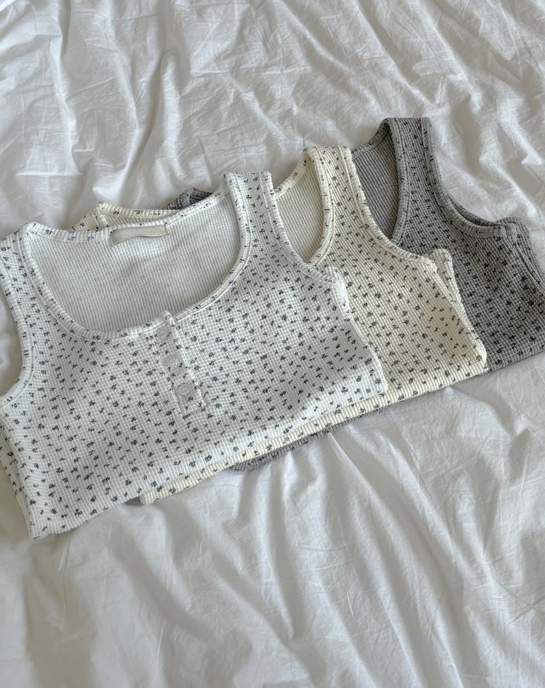 夏天💐小碎花方領背心｜3色入