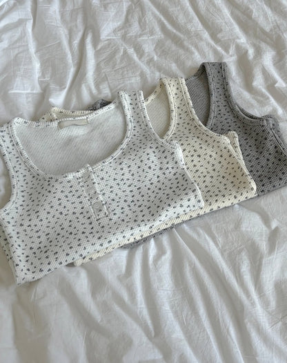 夏天💐小碎花方領背心｜3色入