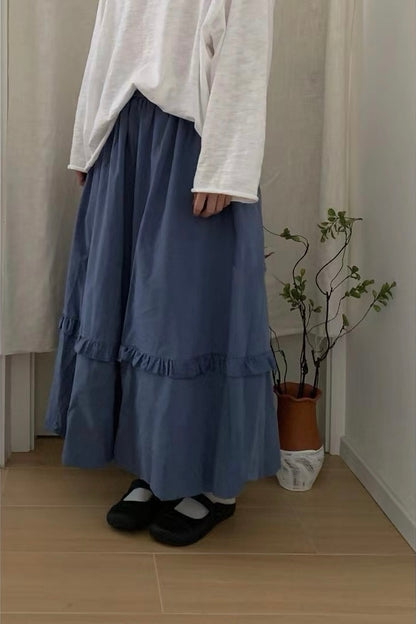 藍色系🎐單層Ruffle花苞泡泡裙｜3色入