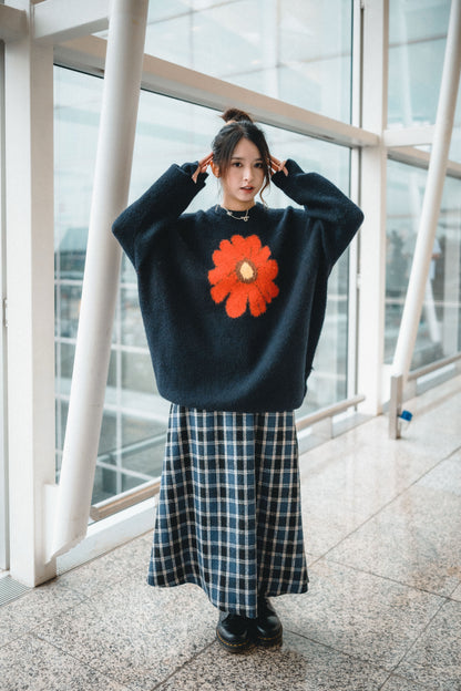 絨面格子A字半身裙｜3色入