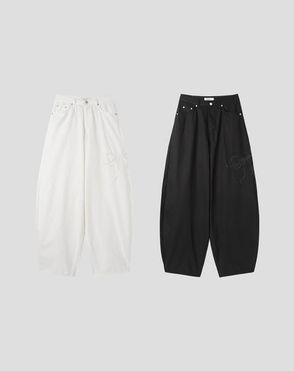 [NEW🎀] 鏤空蝴蝶結圖案彎刀褲｜2色入