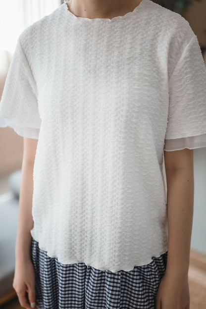 超soft☁️ 棉花糖拼接手袖TOP｜3色入