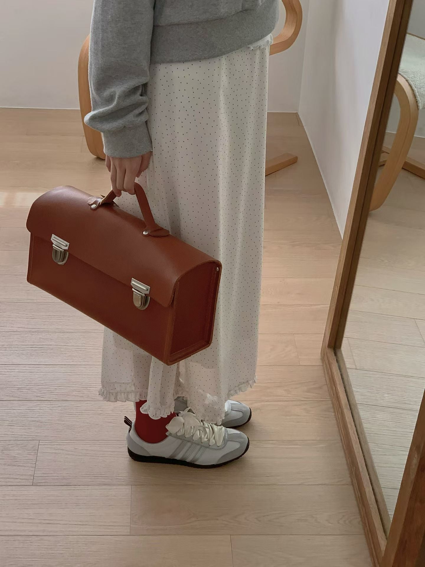 鬆緊腰dot dot花邊雪紡裙｜2色入