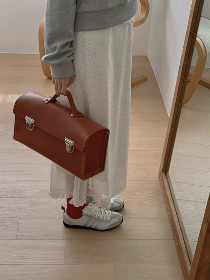 鬆緊腰dot dot花邊雪紡裙｜2色入