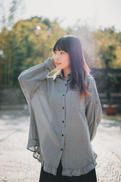 RUFFLE下襬➿小格子襯衫｜4色入