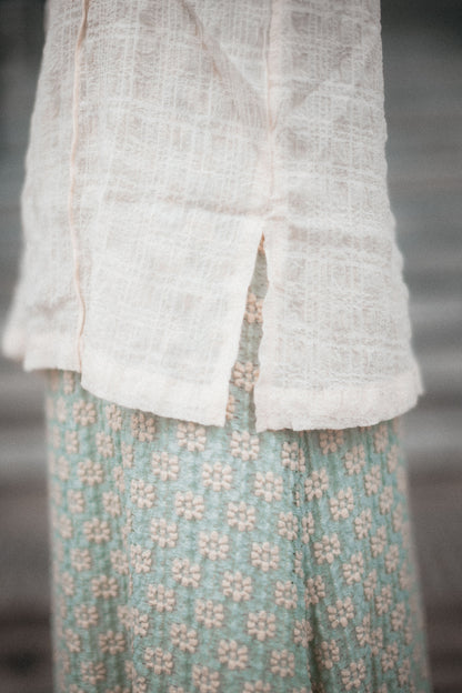 JP紋理感立體綫條雪紡泡泡感上衣｜3色入