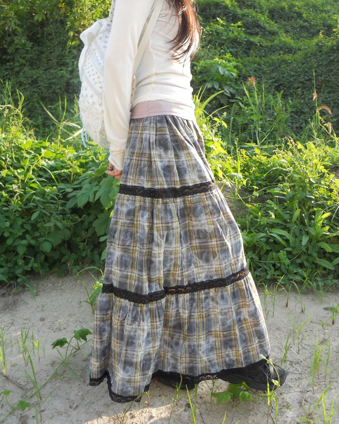 原宿復古風格子半身裙｜2 colors