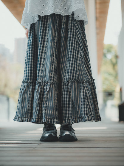 特別！條子拼格格紋sk｜2色入