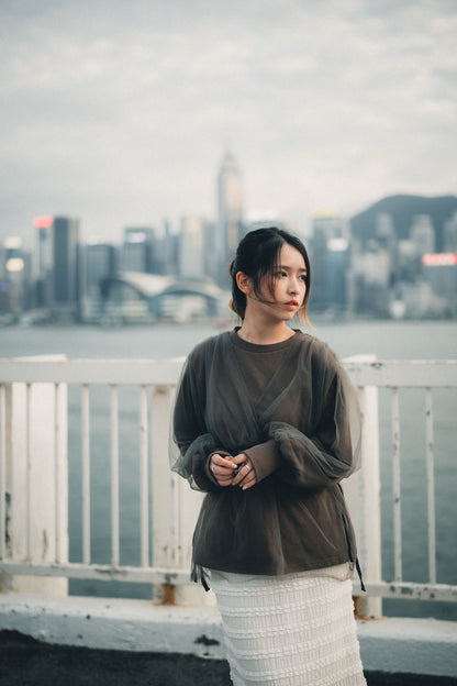 熱賣！疊層薄紗長袖TOP｜3色入