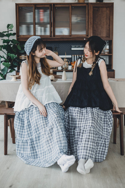 熱賣comeback❤️‍🔥 斜cut格紋三層蛋糕裙｜3色入