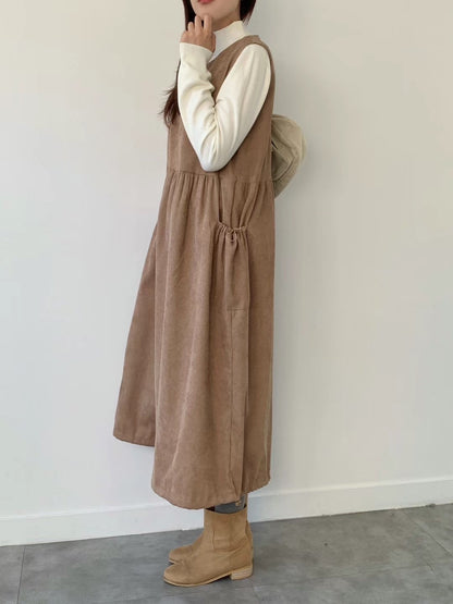 幼燈芯絨索繩背心外搭裙｜3色入