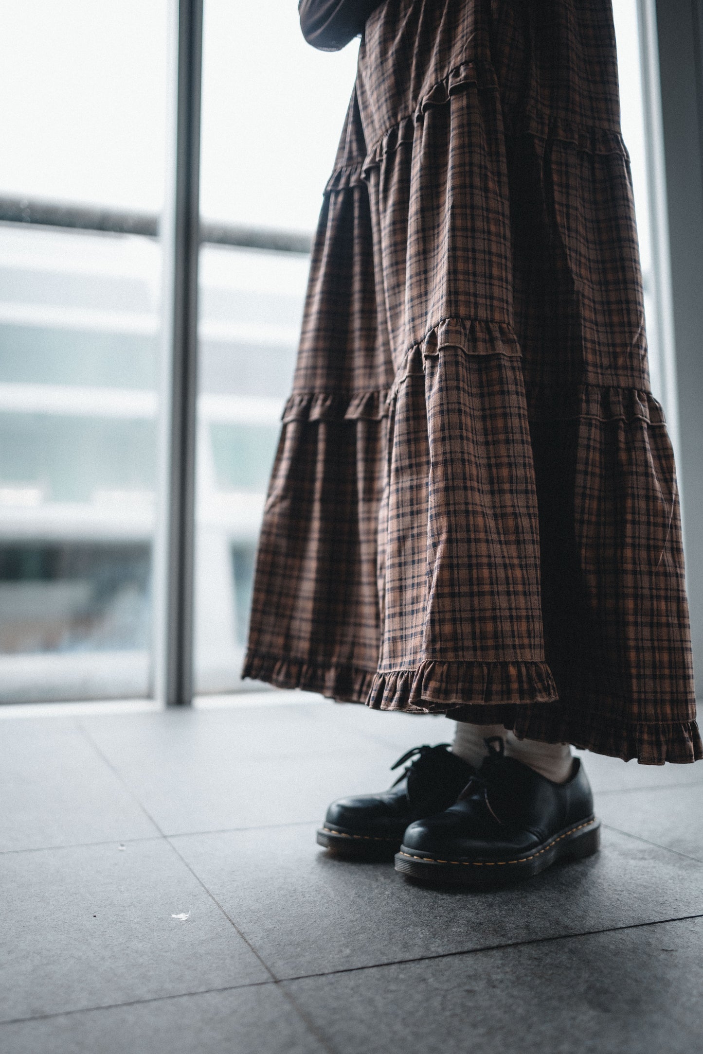 秋冬🟤格紋Ruffle OPS｜4色入