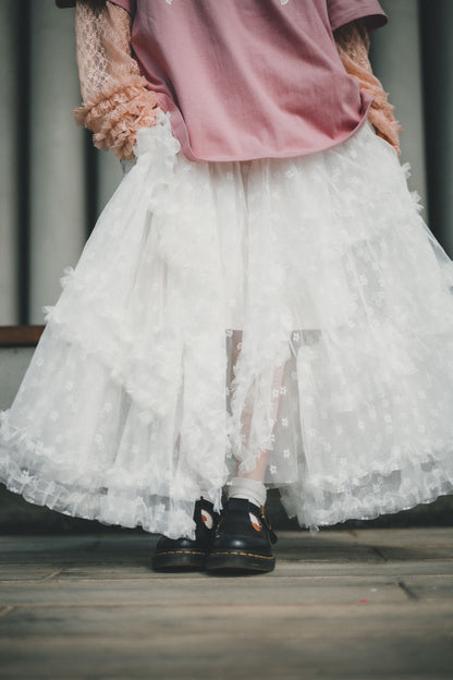 粒粒花 • 不規則紗紗裙｜2色入