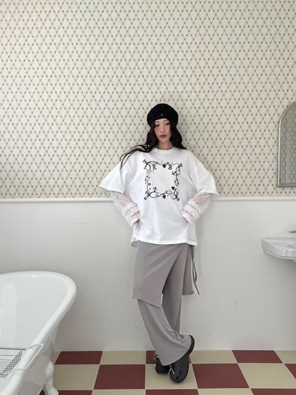 ROMANTIC RUFFLE LACE SLEEVES TEE | 3色入