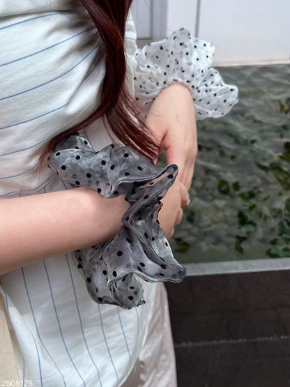 歐根紗波點 · 大腸髮圈｜5色入