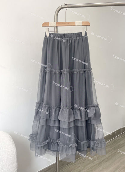 多層🌸 花邊蛋糕紗紗半裙｜7色入