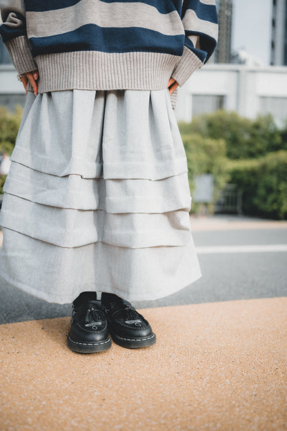 灰色系🩶褶褶層半身裙｜2色入