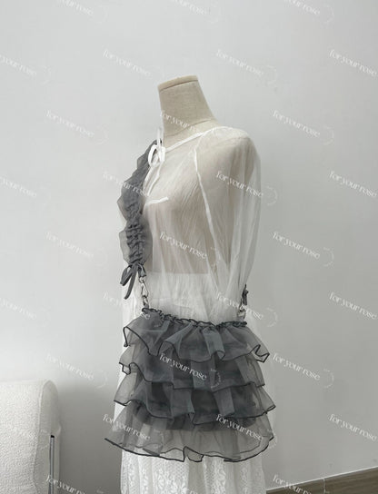 蛋糕層層ruffle紗紗袋 S size｜4色入