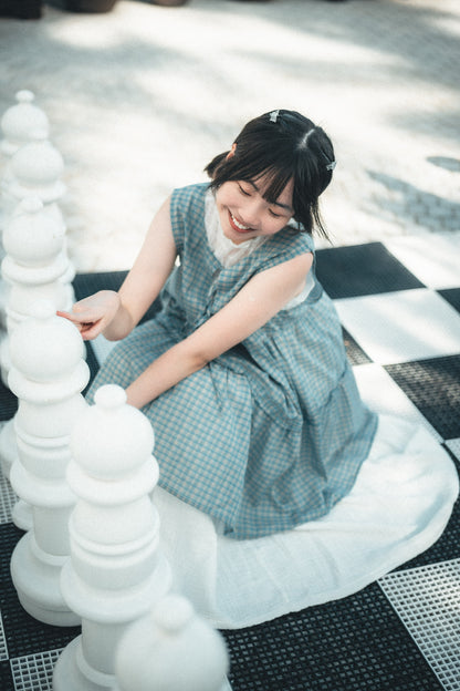 獨家！格紋ruffle綁帶馬甲背心｜2色入