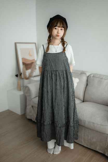 超甜💗 元気綁帶格子吊帶蛋糕OPS｜2色入