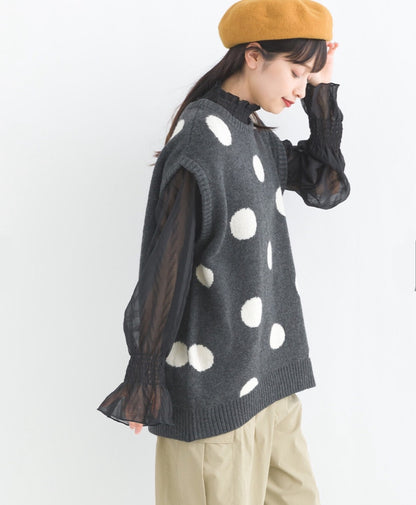 JP日系可愛波波針織馬甲｜2色入