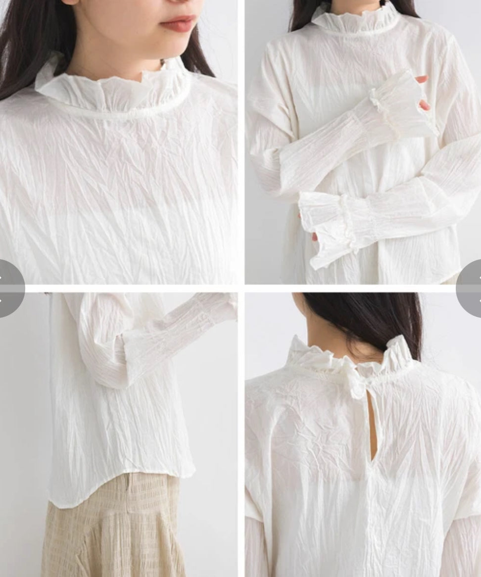 JP靚內襯✨喇叭袖皺皺打底TOP｜5色入