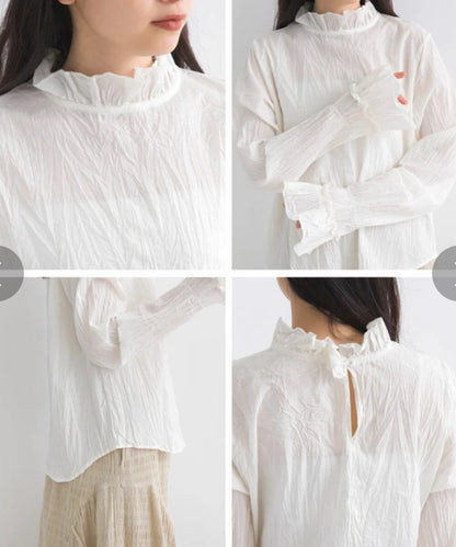 JP靚內襯✨喇叭袖皺皺打底TOP｜5色入