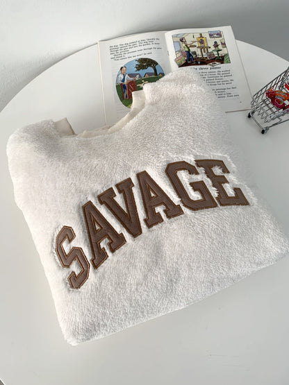 毛茸茸🐻‍❄️ 大刺繡SAVAGE字衛衣｜4色入