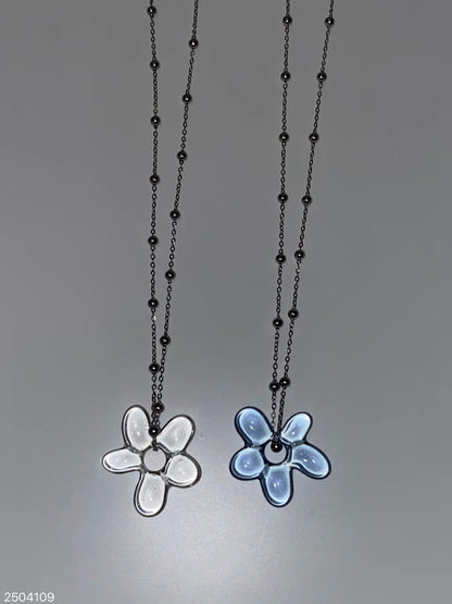 透明花朵銀珠頸鏈｜2色入