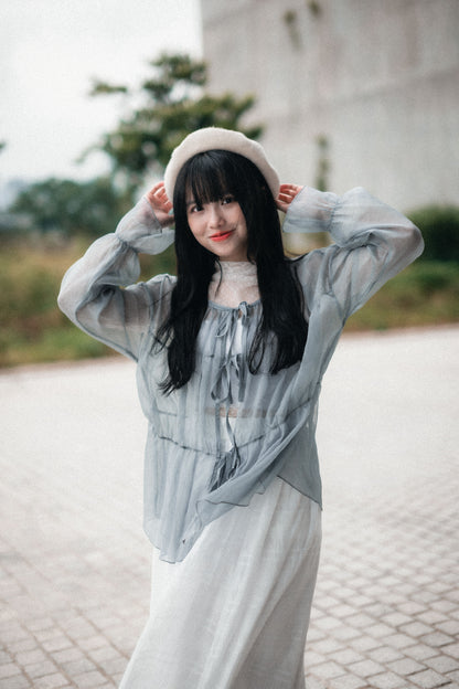 Comeback!! 超美💖透透紗紗綁帶外搭｜4色入e