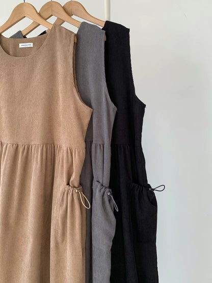 幼燈芯絨索繩背心外搭裙｜3色入