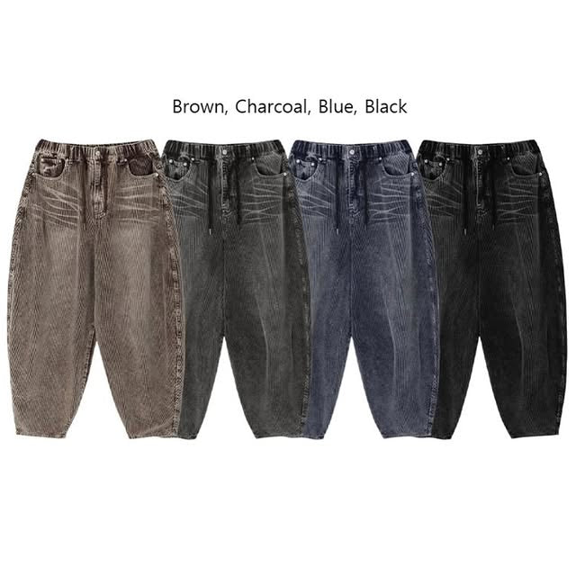 Unisex洗水燈芯絨氣球褲｜3色入