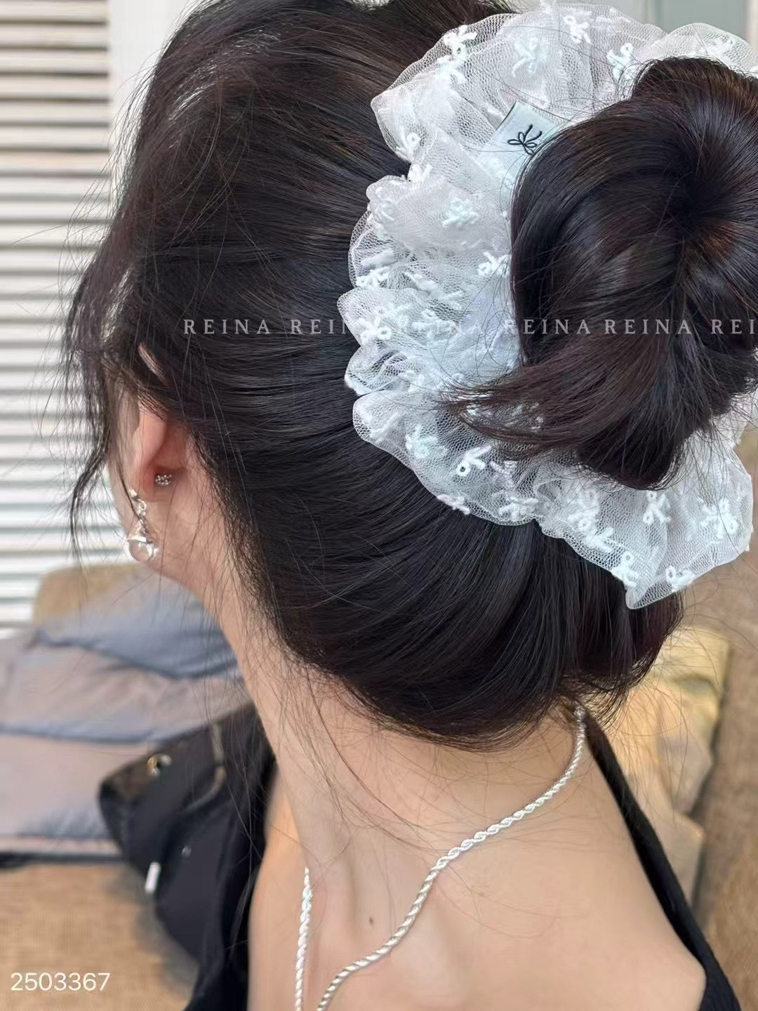 韓國大熱🤍𐙚 透紗小ribbon髮圈｜1色入