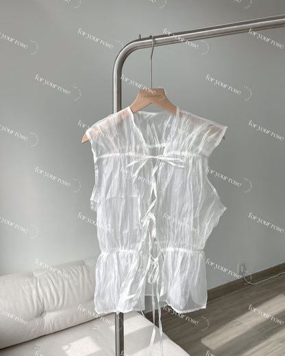 日系透明感🎐綁帶背心外搭｜5色入