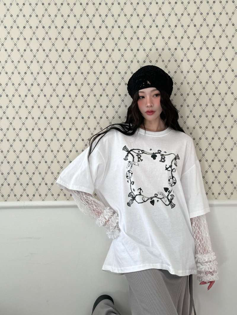 ROMANTIC RUFFLE LACE SLEEVES TEE | 3色入