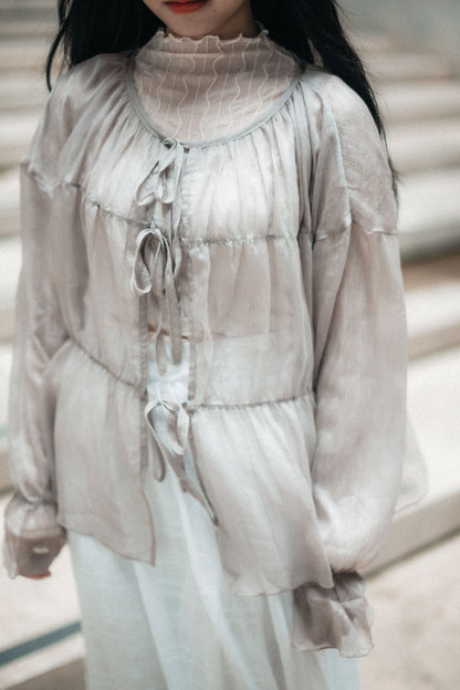 Comeback!! 超美💖透透紗紗綁帶外搭｜4色入e