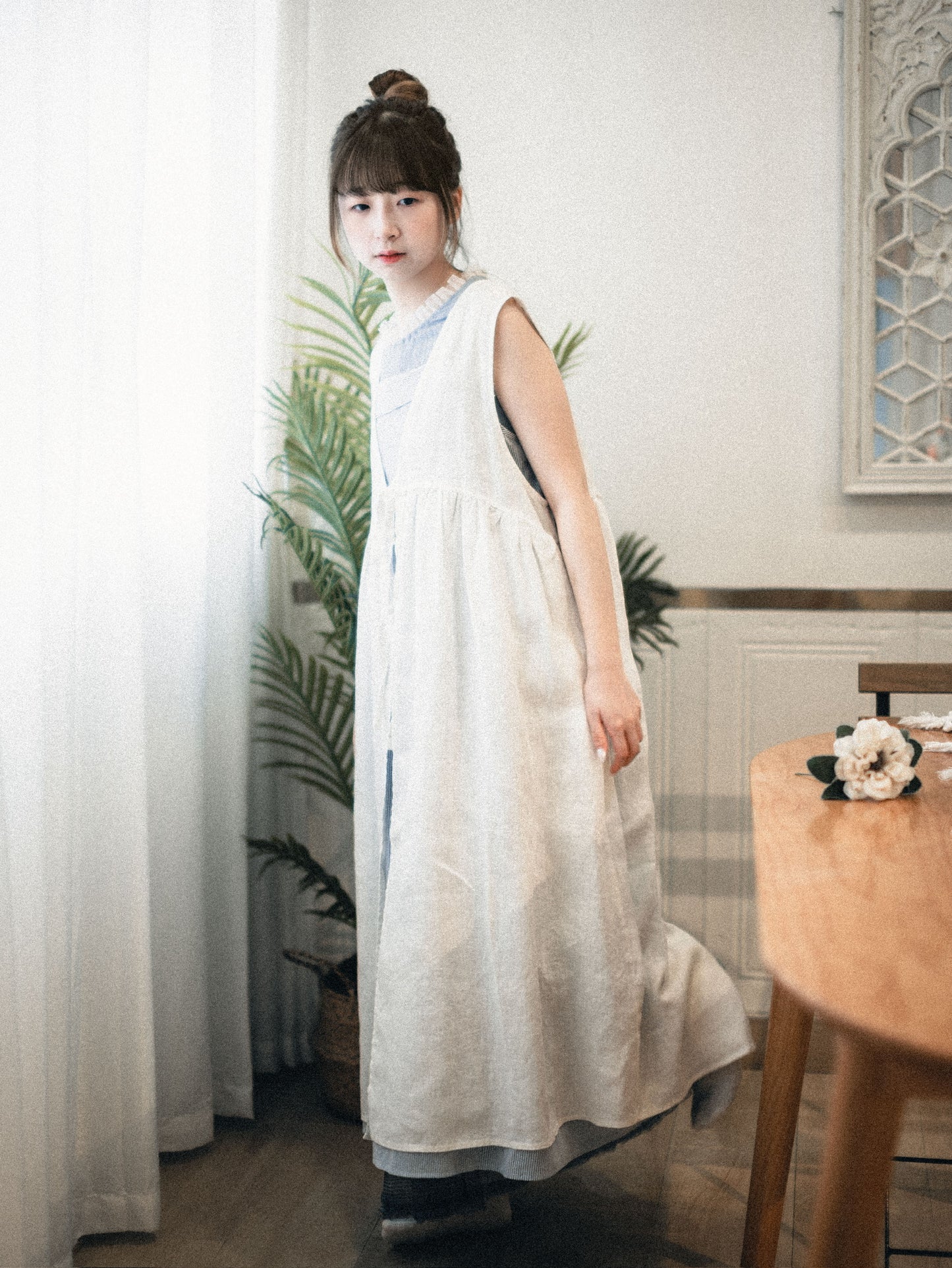 無印風．麻質交疊布OPS｜2色入