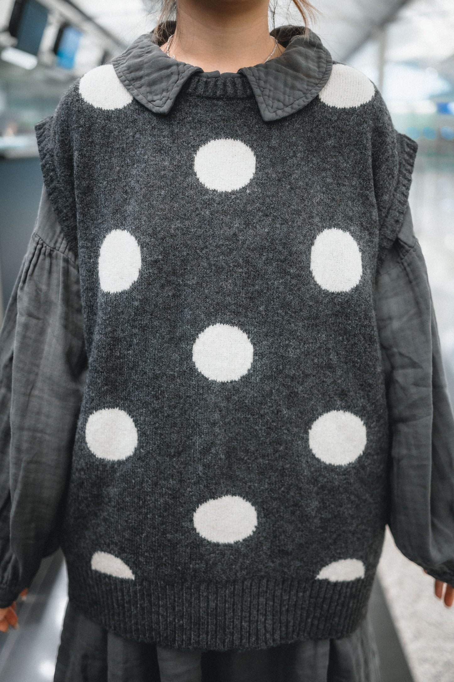 JP日系可愛波波針織馬甲｜2色入