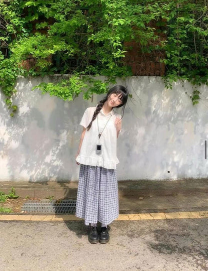 少女娃娃領荷葉邊襯衫｜2色入