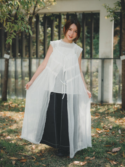 𝟤-𝗐𝖺𝗒仙氣綁帶直條透紗𝗈𝗉𝗌｜4色入