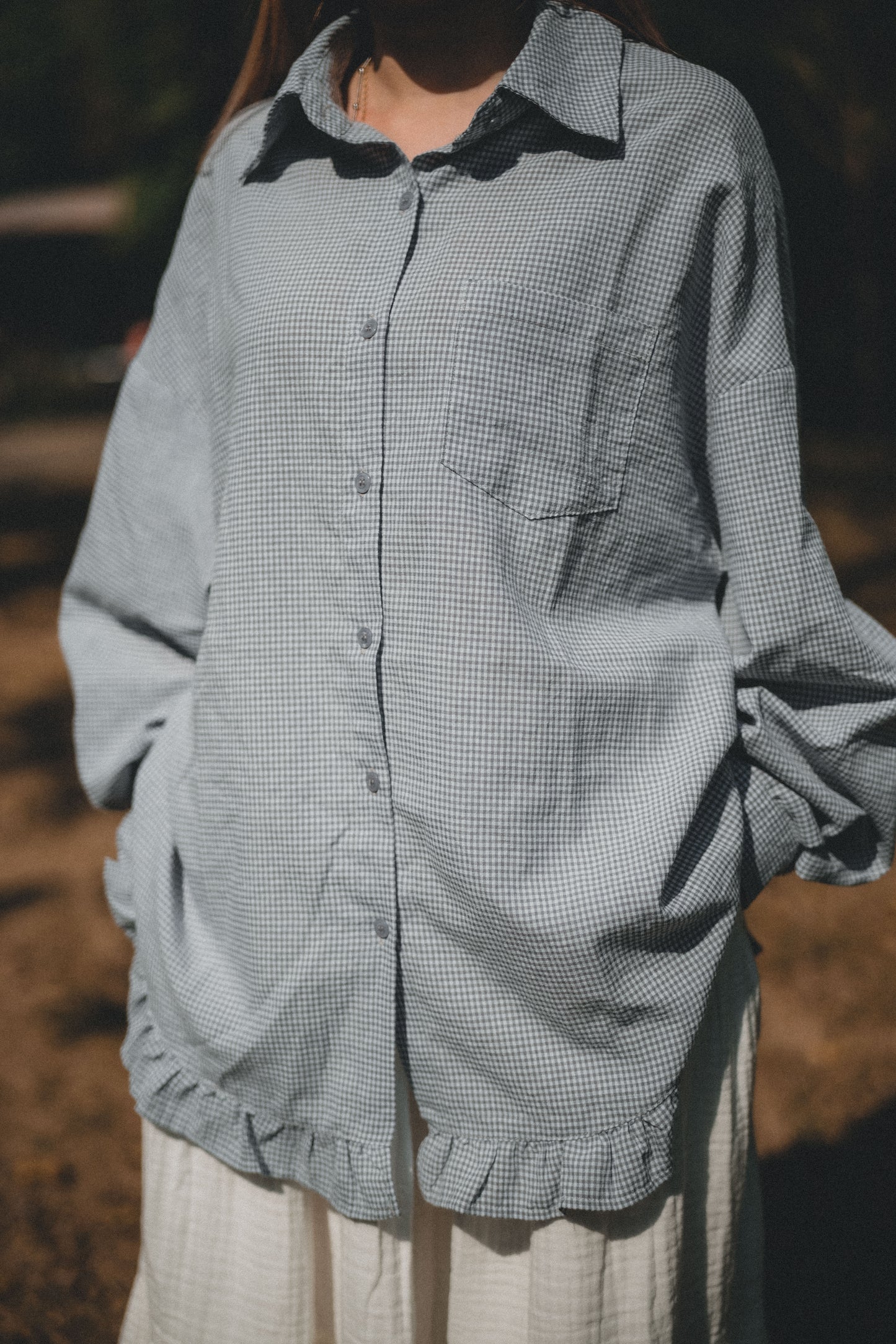 RUFFLE下襬➿小格子襯衫｜4色入