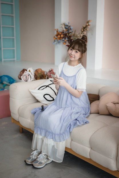 微透條紋Ruffle尾吊帶OPS｜3色入