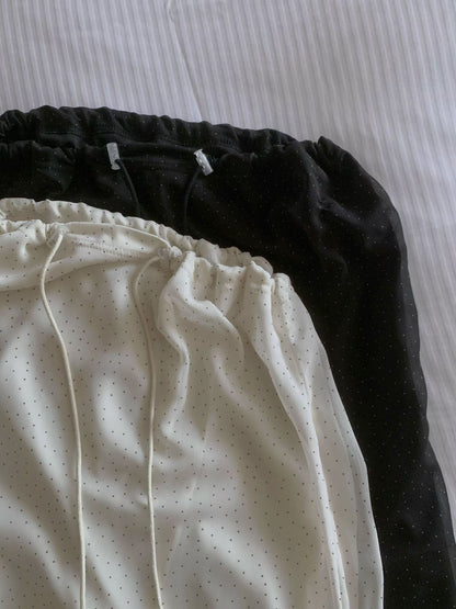 鬆緊腰dot dot花邊雪紡裙｜2色入