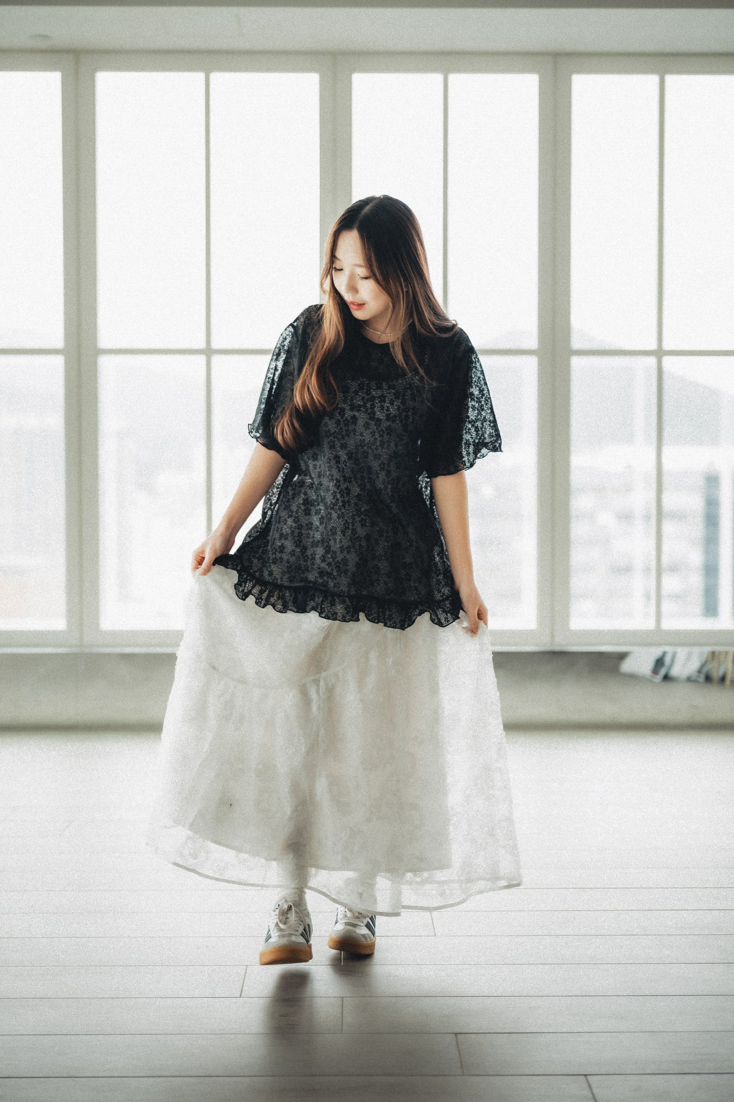 Fafa♪٩✿´ヮ`✿ 透膚oversized top｜2色入