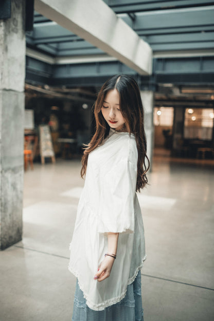 雲朵感☁️ 日系泡泡袖娃娃top｜2色入