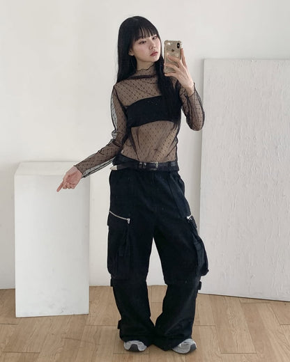 [新色加入🧊] 小雪花透膚捲邊內搭TOP｜3色入